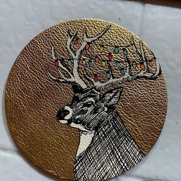 Anthropologie Forest merriment leather coasters - Picture 7 of 11